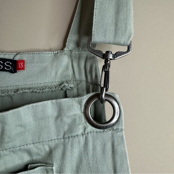 Y2K Overall Dress Junior Size 13 Pockets Pastel Green Denim Jumper Spring Summer - Picture 6 of 8